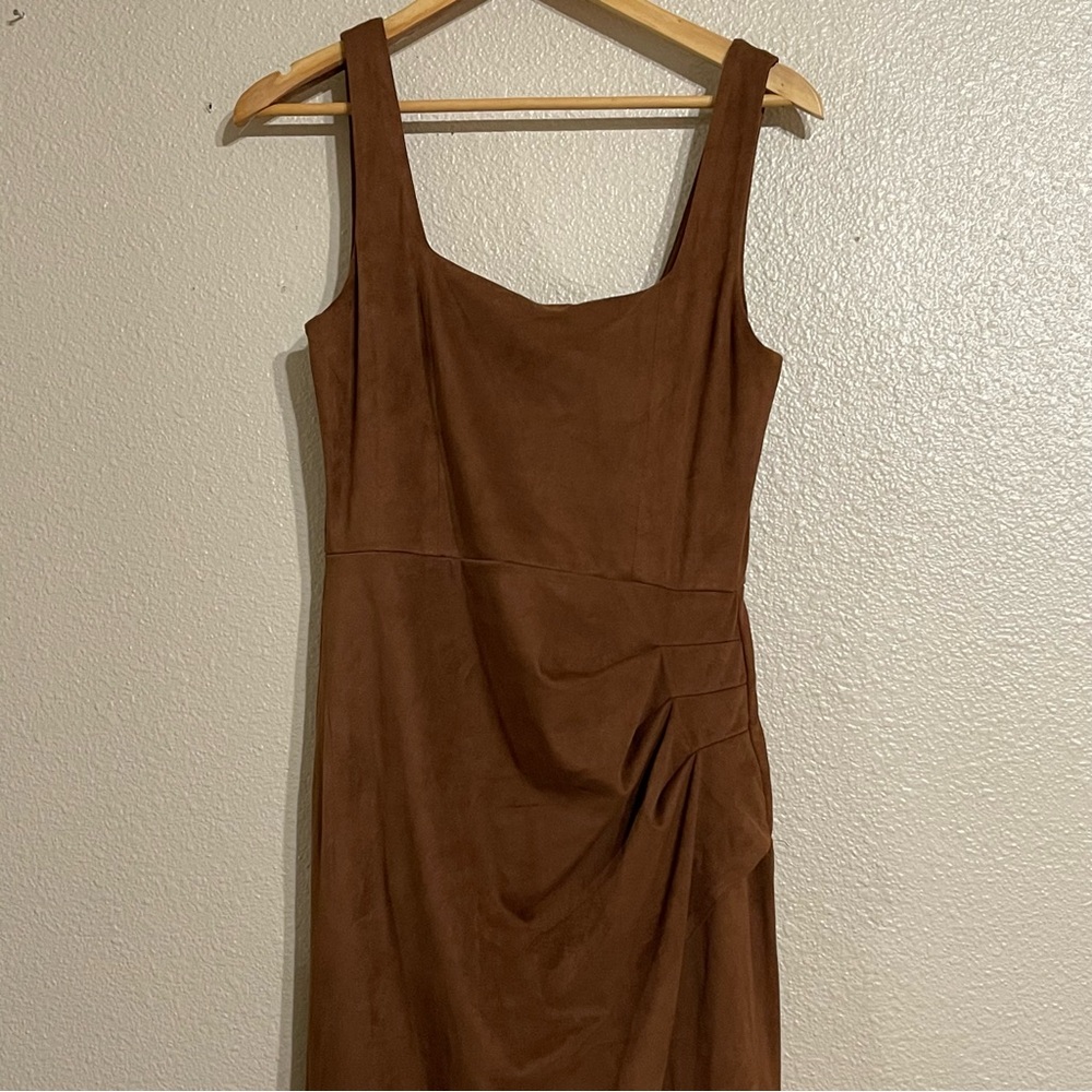 Steve Madden Milo‎ Micro Suede Brown Midi Dress - Picture 6 of 16